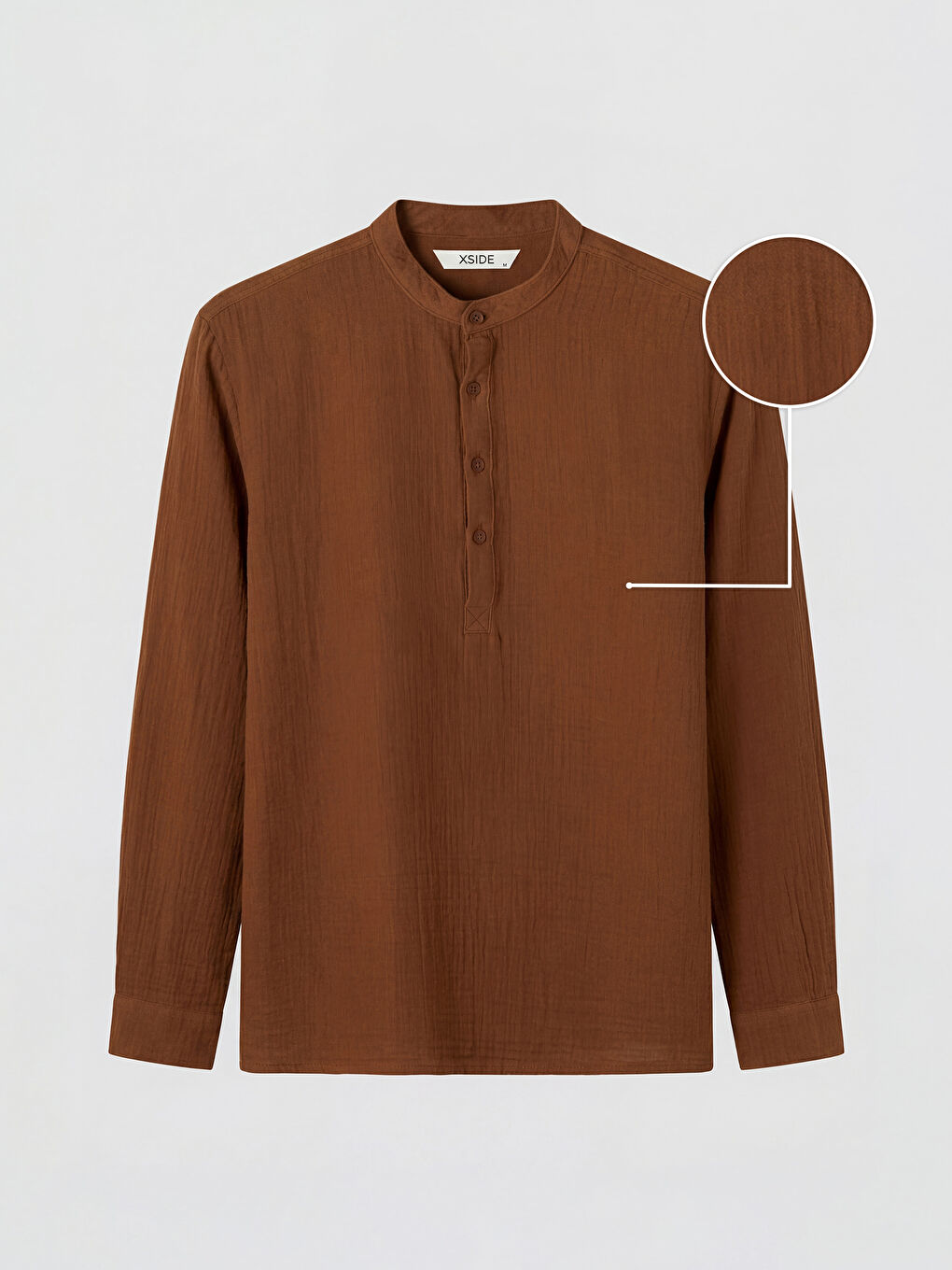 Kahverengi Regular Fit Hakim Yaka Erkek Dokulu Gömlek