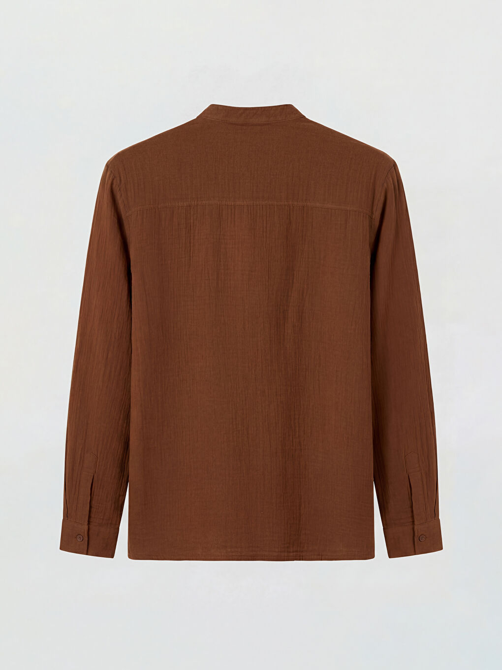 Kahverengi Regular Fit Hakim Yaka Erkek Dokulu Gömlek-1