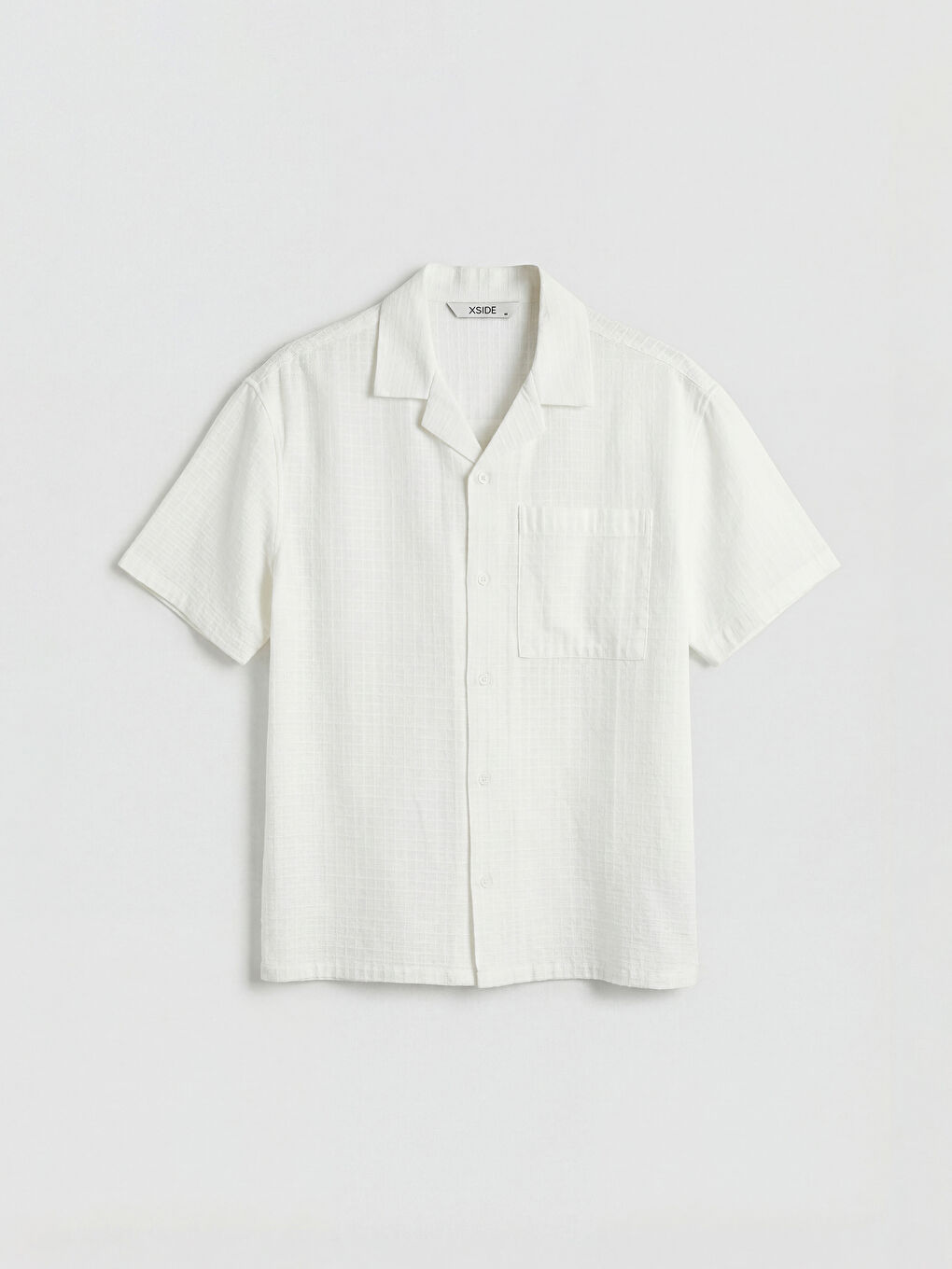 Beyaz Loose Fit Erkek Dokulu Gömlek-8