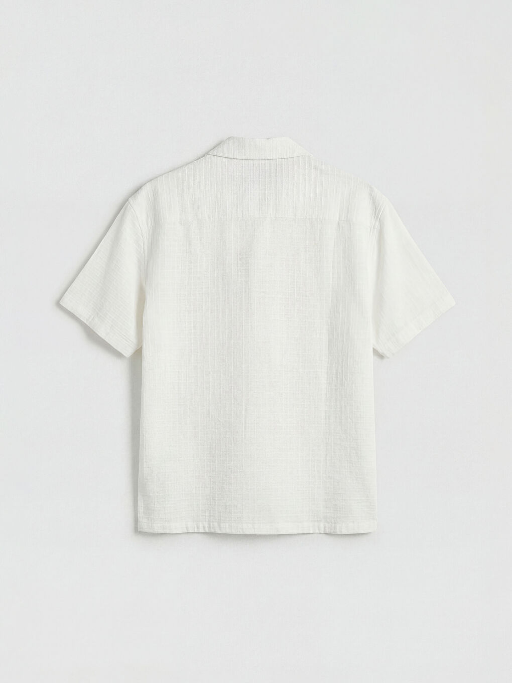 Beyaz Loose Fit Erkek Dokulu Gömlek-9