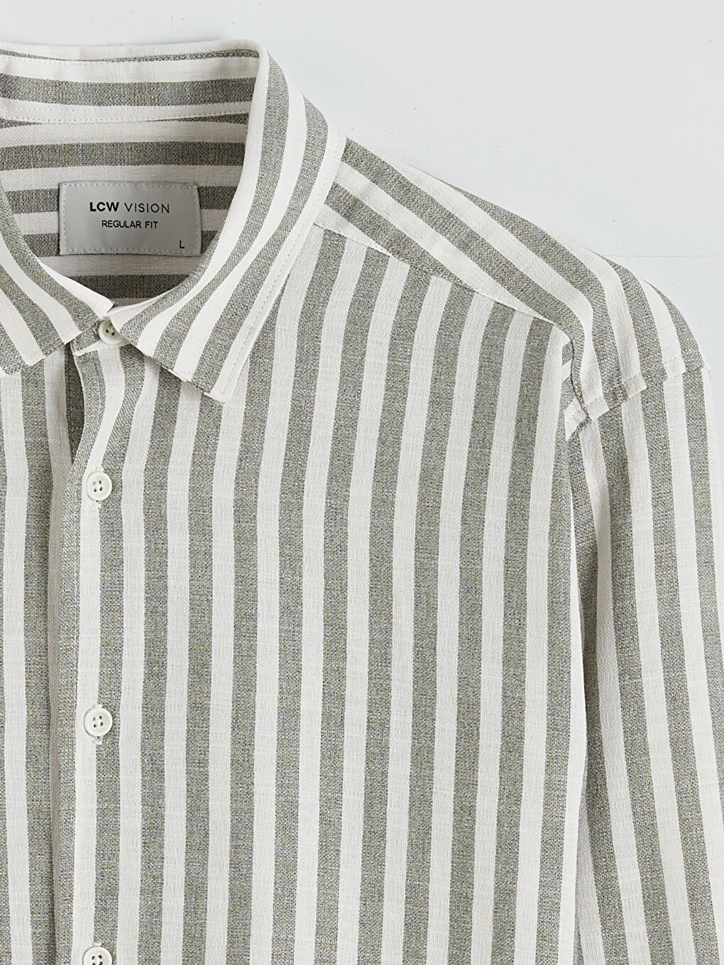 Yeşil Regular Fit Çizgili Erkek Gömlek-5