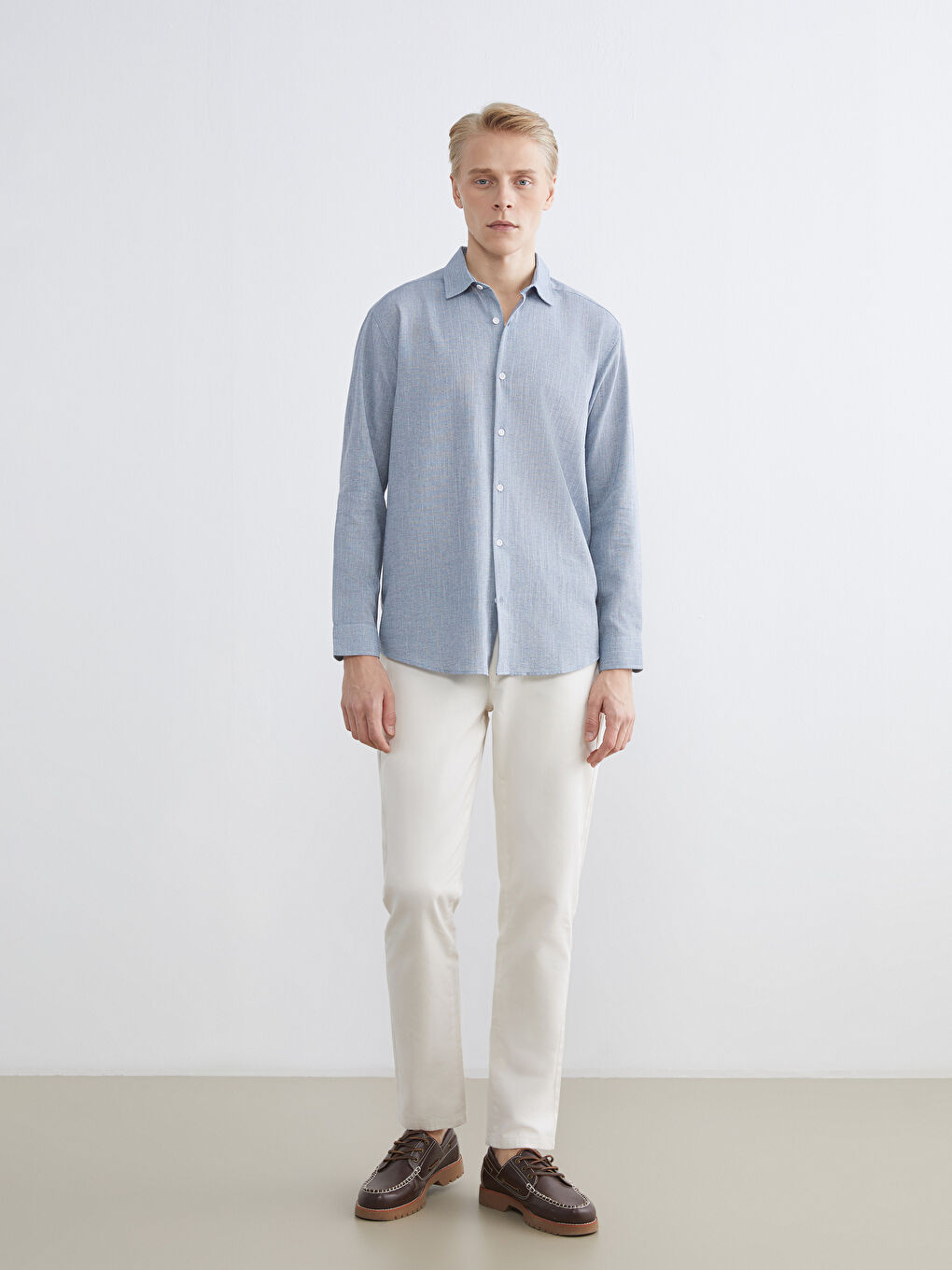 Mavi Regular Fit Armürlü Erkek Gömlek-1