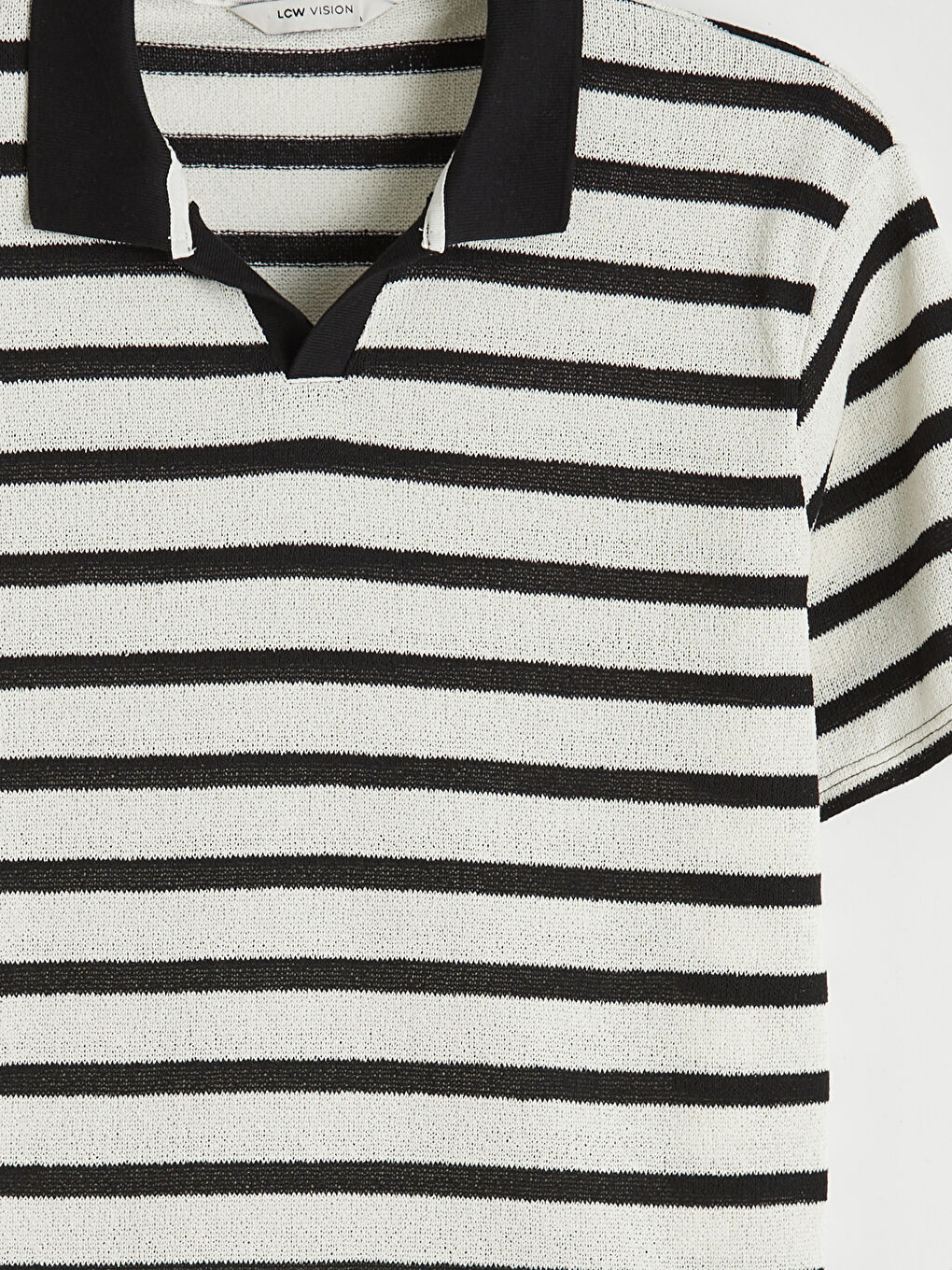 Siyah Polo Yaka Çizgili Erkek Tişört-2