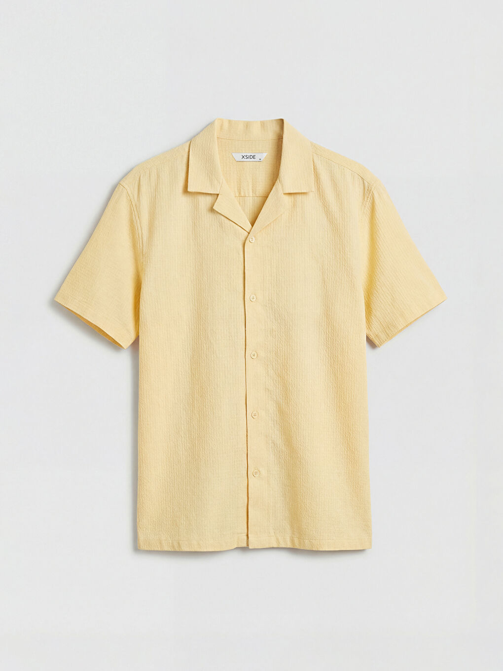 Sarı Relax Fit Erkek Armürlü Gömlek-3