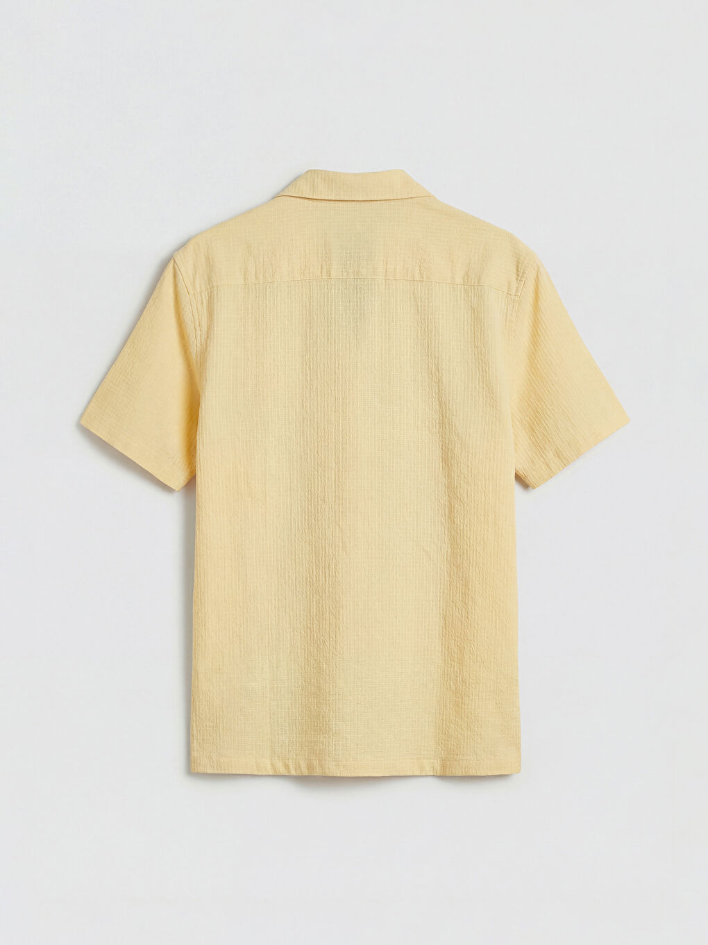 Sarı Relax Fit Erkek Armürlü Gömlek-4