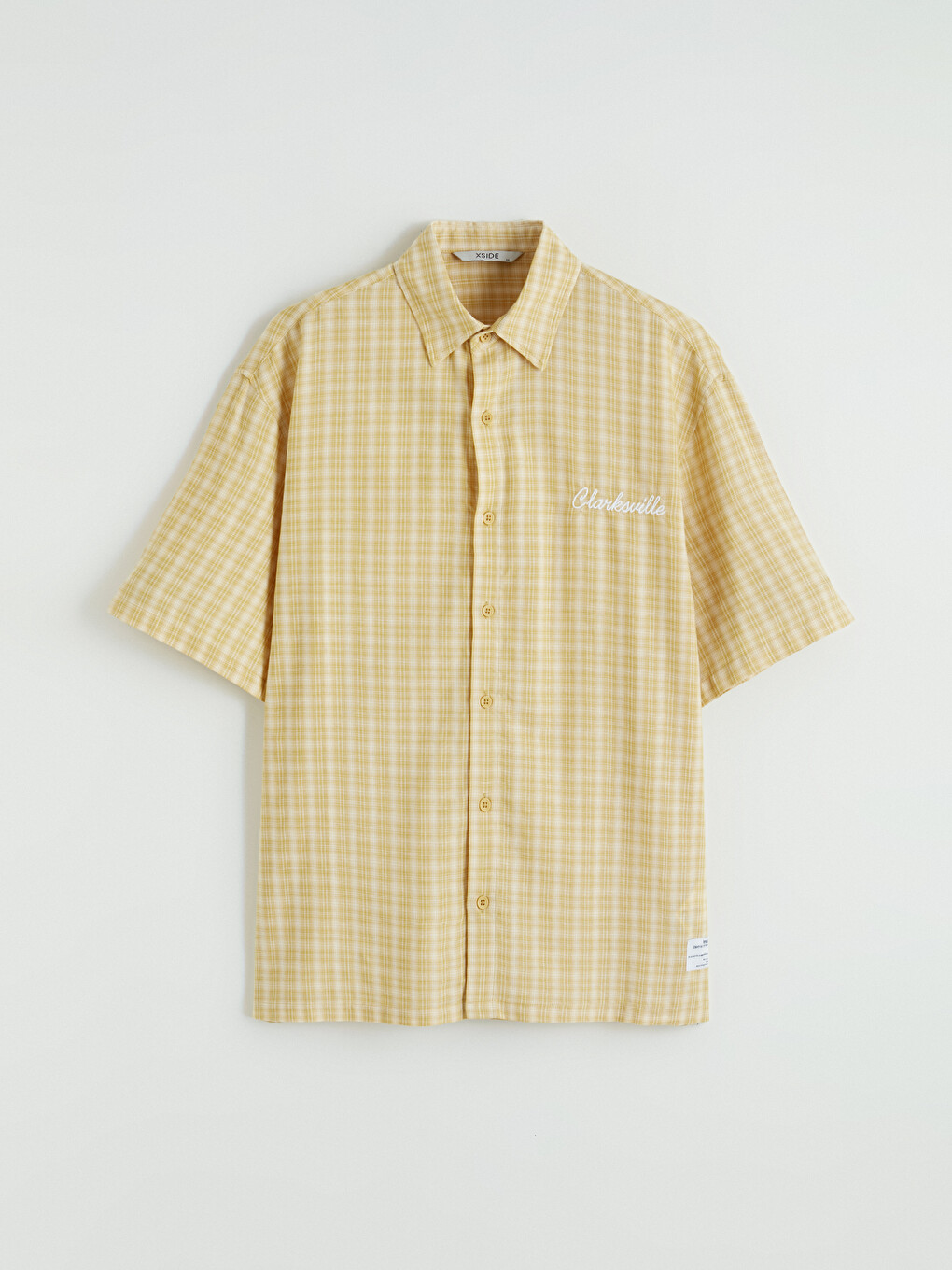 Sarı Loose Fit Nakışlı Erkek Gömlek-4