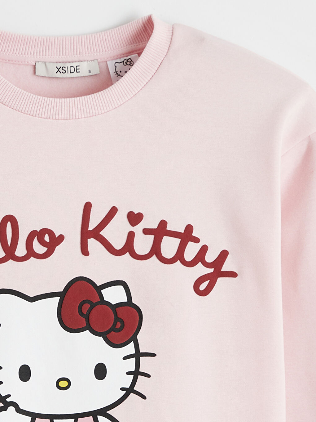 Pembe Hello Kitty Baskılı Kadın Kalın Sweatshirt-2