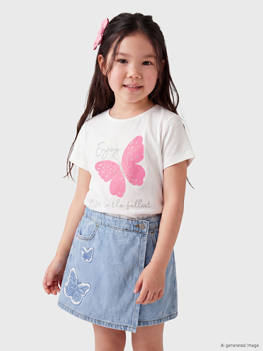 Butterfly Print Girls' Jersey T-Shirt