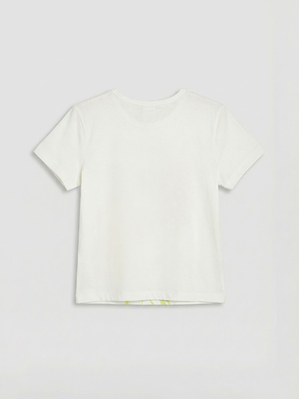 Ekru Bisiklet Yaka Kız Çocuk Tişört-1