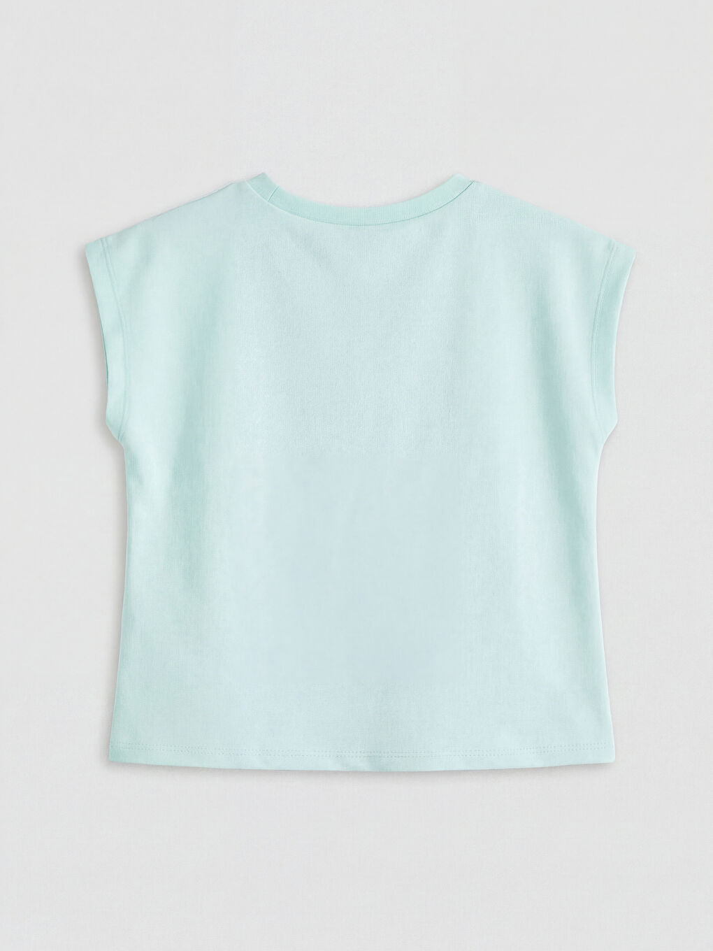 Turkuaz Bisiklet Yaka Baskılı Kız Çocuk Tişört-1