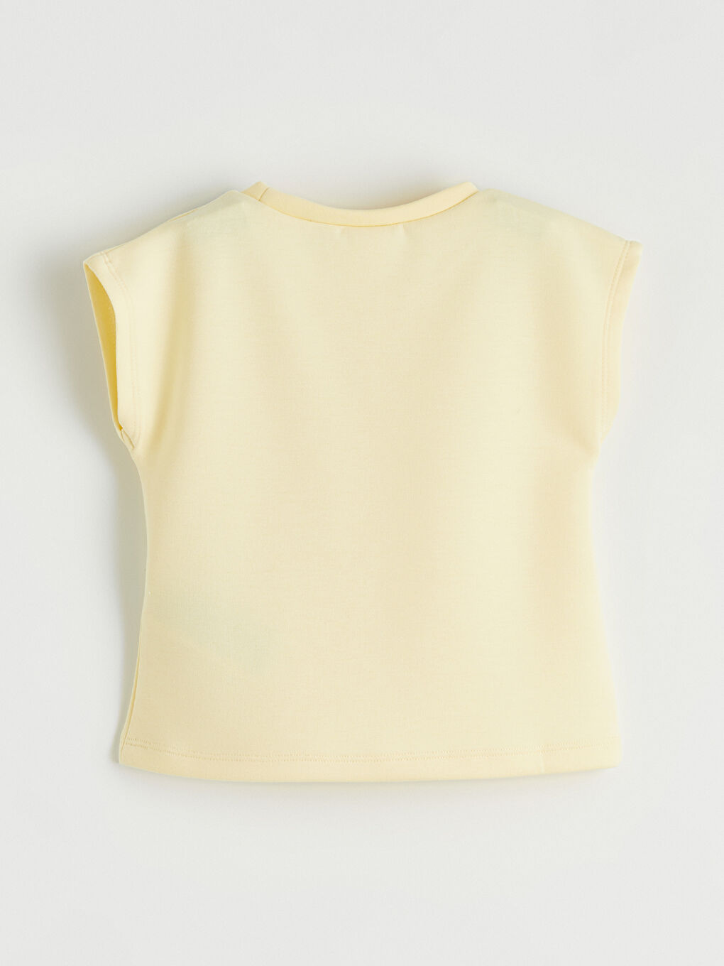 Sarı Bisiklet Yaka Baskılı Kız Çocuk Tişört-2