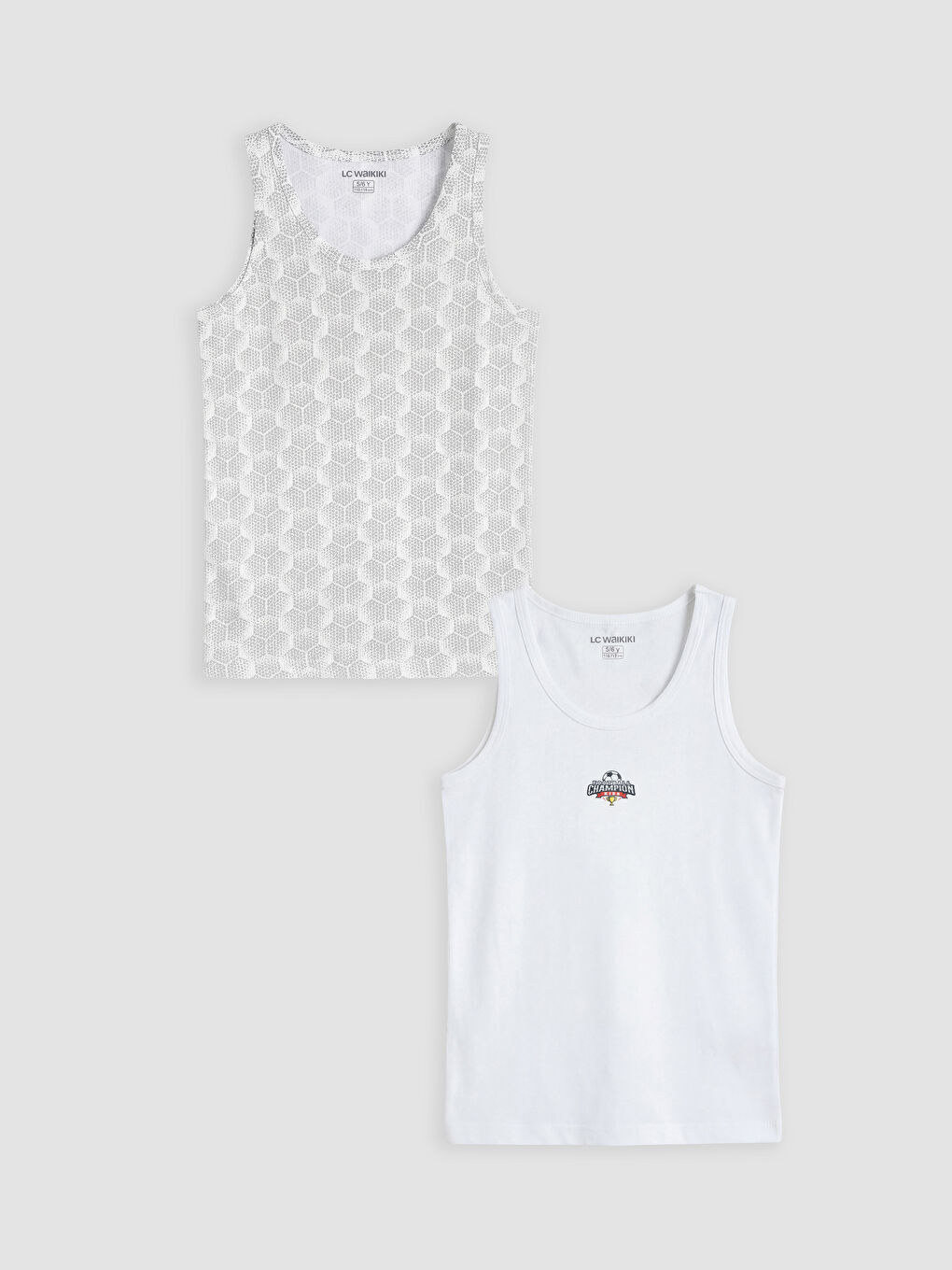 Beyaz Bisiklet Yaka Erkek Çocuk Atlet 2'li