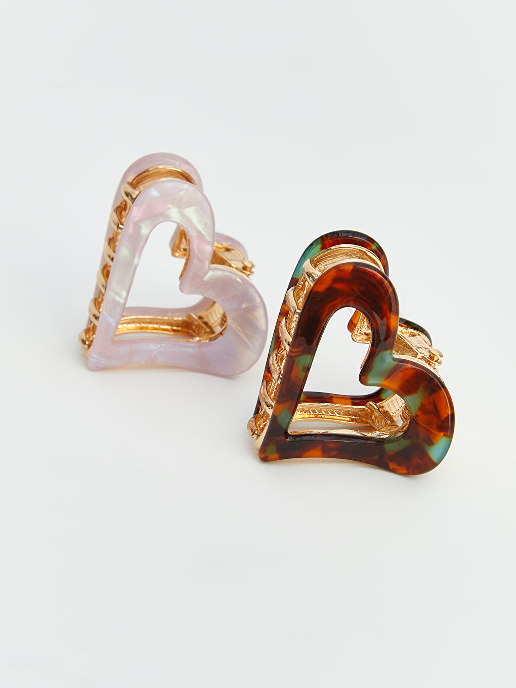 Karışık Kalp Desenli Kadın Mandal Toka Seti 2'li-1