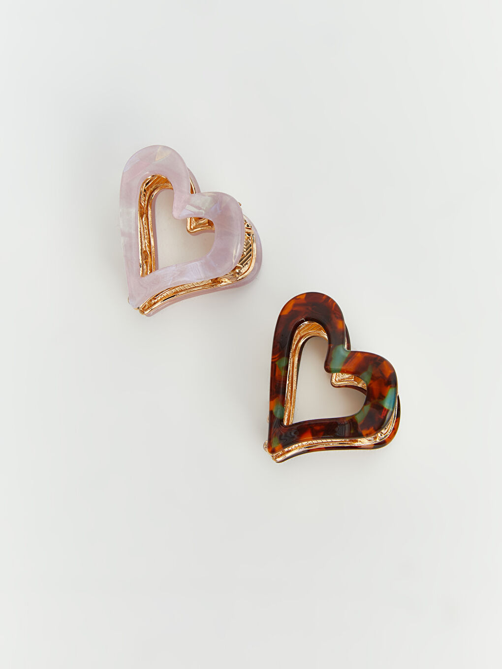 Karışık Kalp Desenli Kadın Mandal Toka Seti 2'li-2