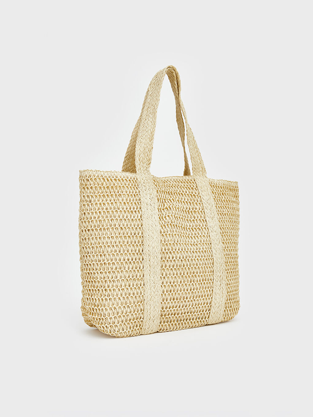 Bej Kız Çocuk Hasır Plaj Çantası-1