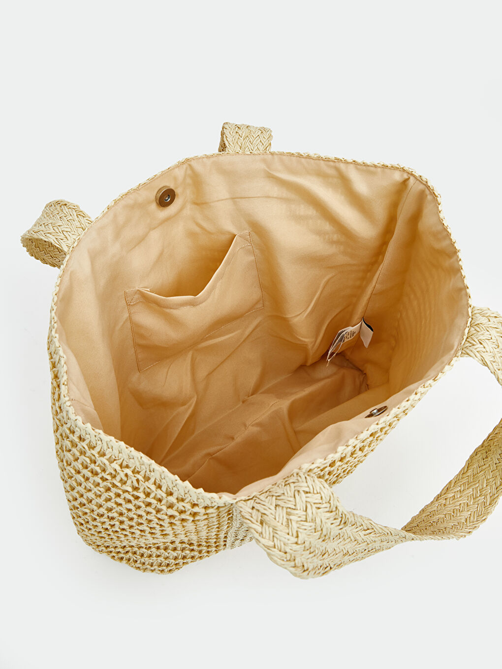 Bej Kız Çocuk Hasır Plaj Çantası-3
