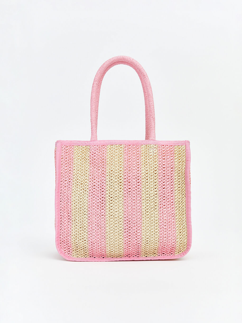 Pembe Kız Çocuk Hasır Plaj Çantası