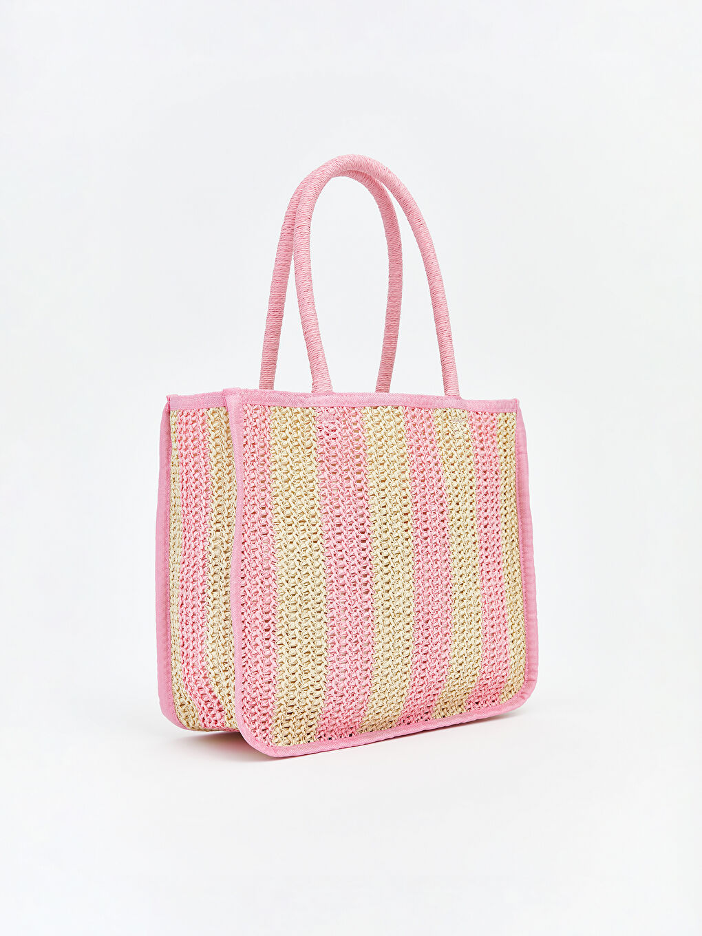 Pembe Kız Çocuk Hasır Plaj Çantası-1