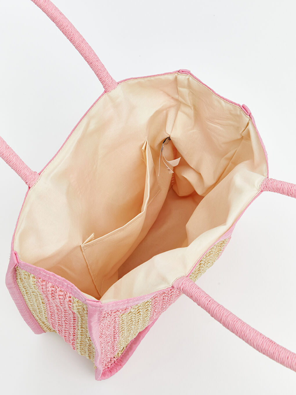 Pembe Kız Çocuk Hasır Plaj Çantası-2