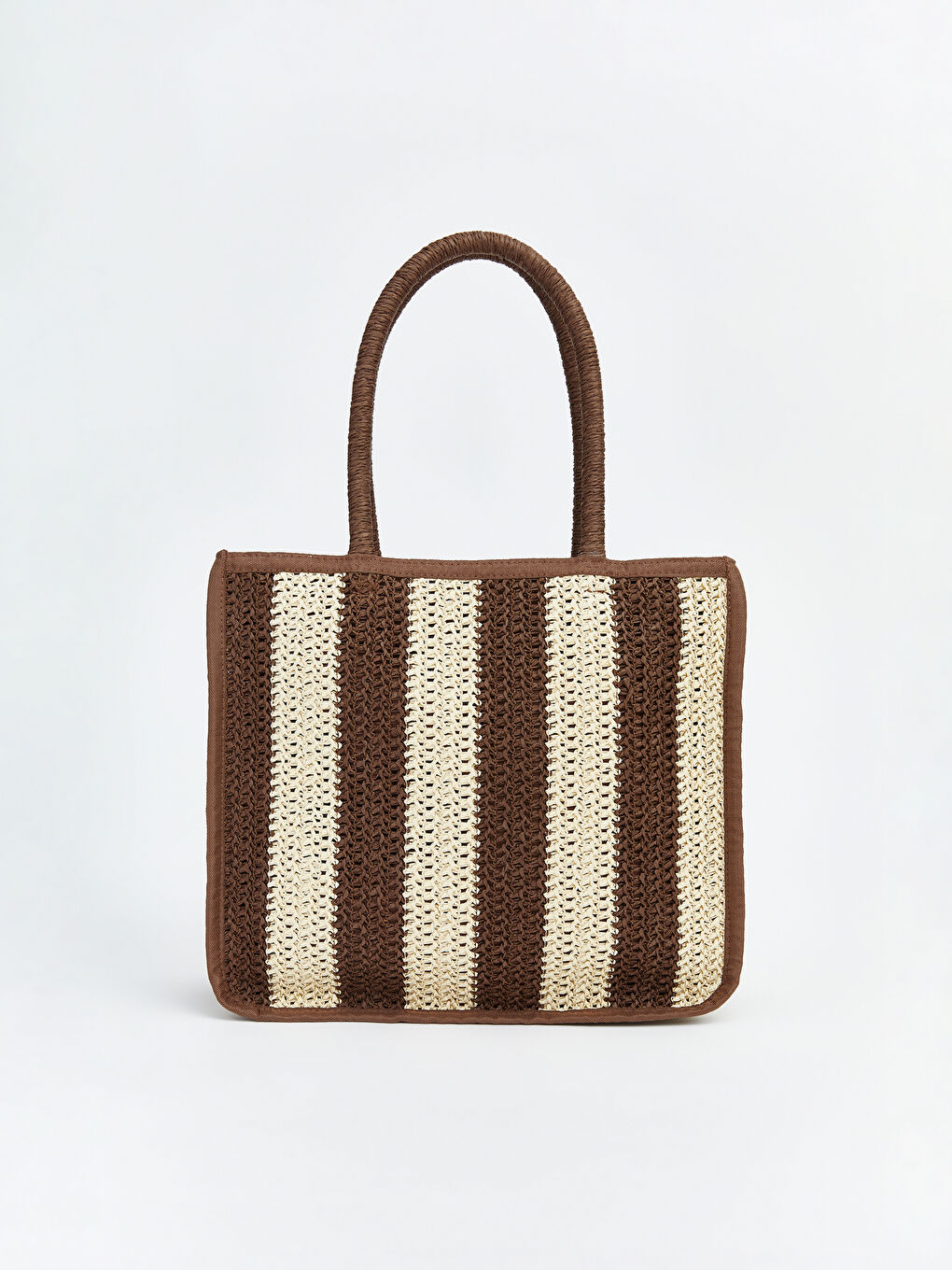 Kahverengi Kız Çocuk Hasır Plaj Çantası