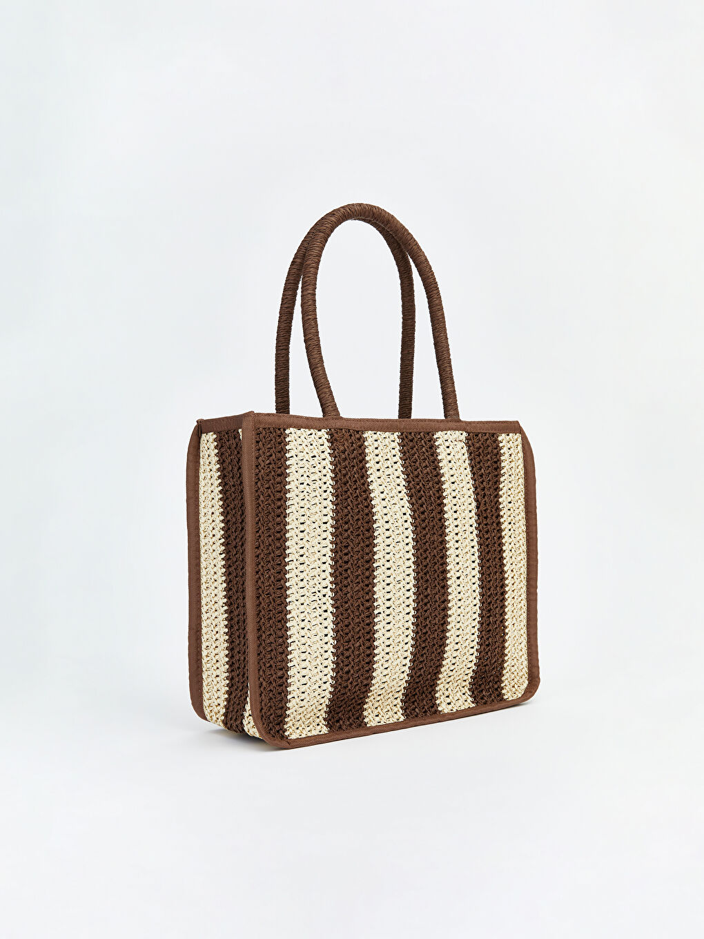 Kahverengi Kız Çocuk Hasır Plaj Çantası-1