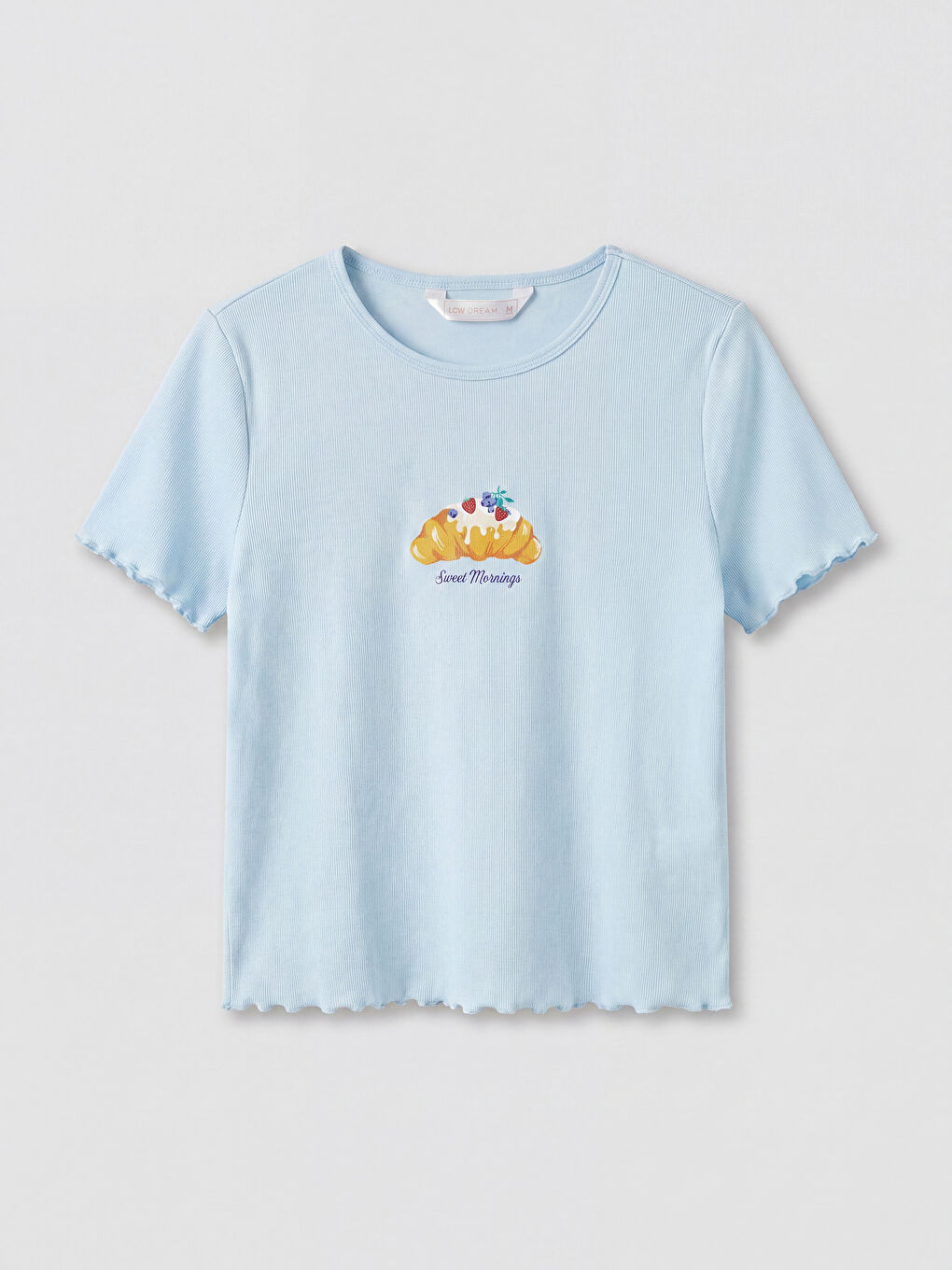 Mavi Desenli Kadın Kaprili Pijama Takımı-1