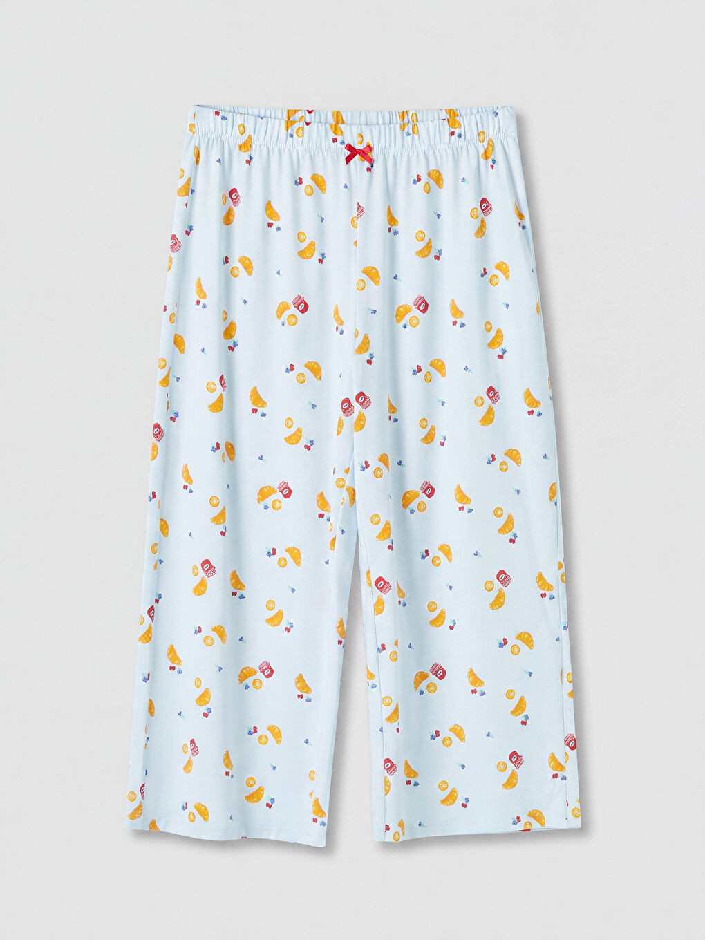 Mavi Desenli Kadın Kaprili Pijama Takımı-3