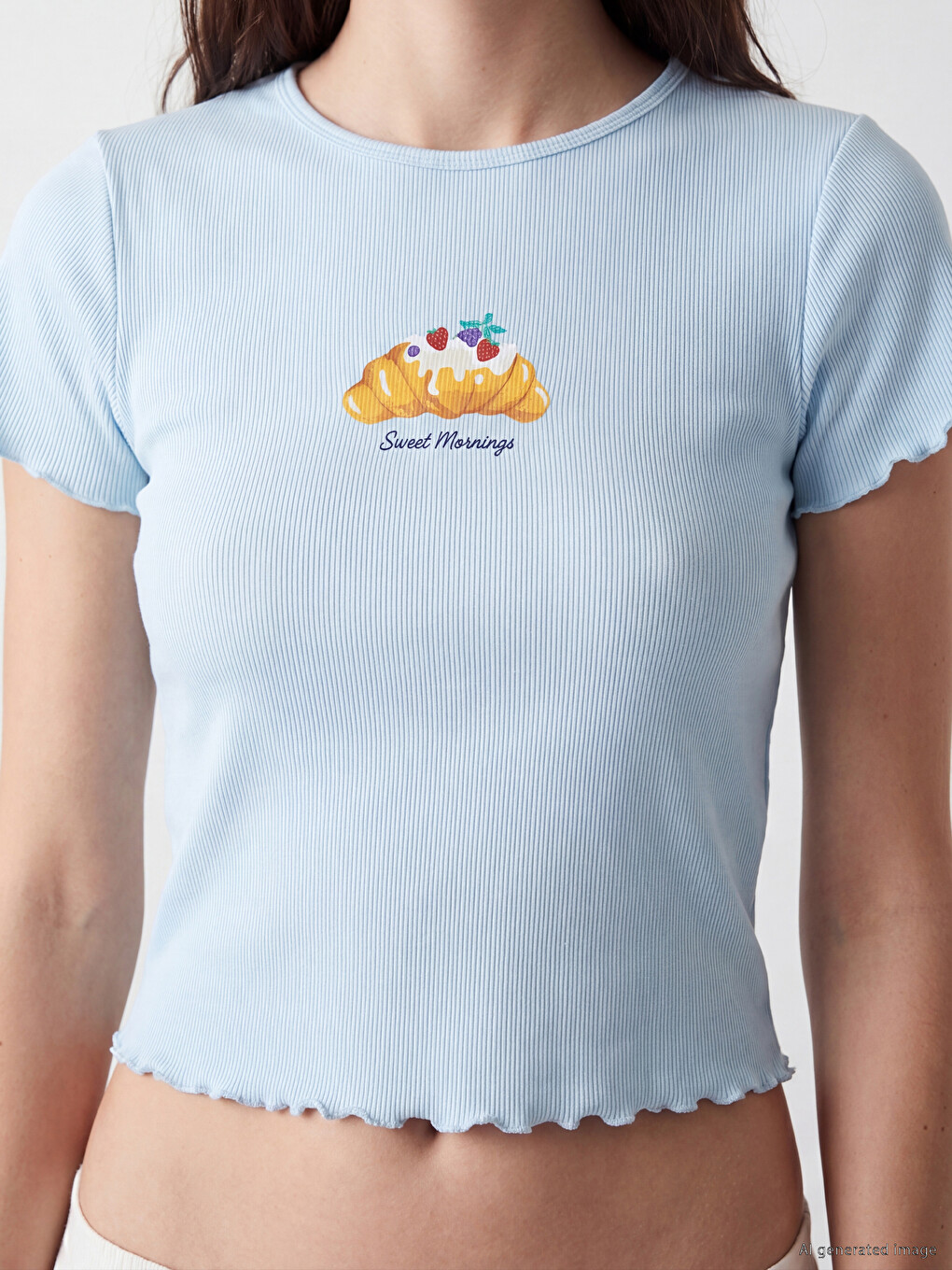 Mavi Desenli Kadın Kaprili Pijama Takımı-2