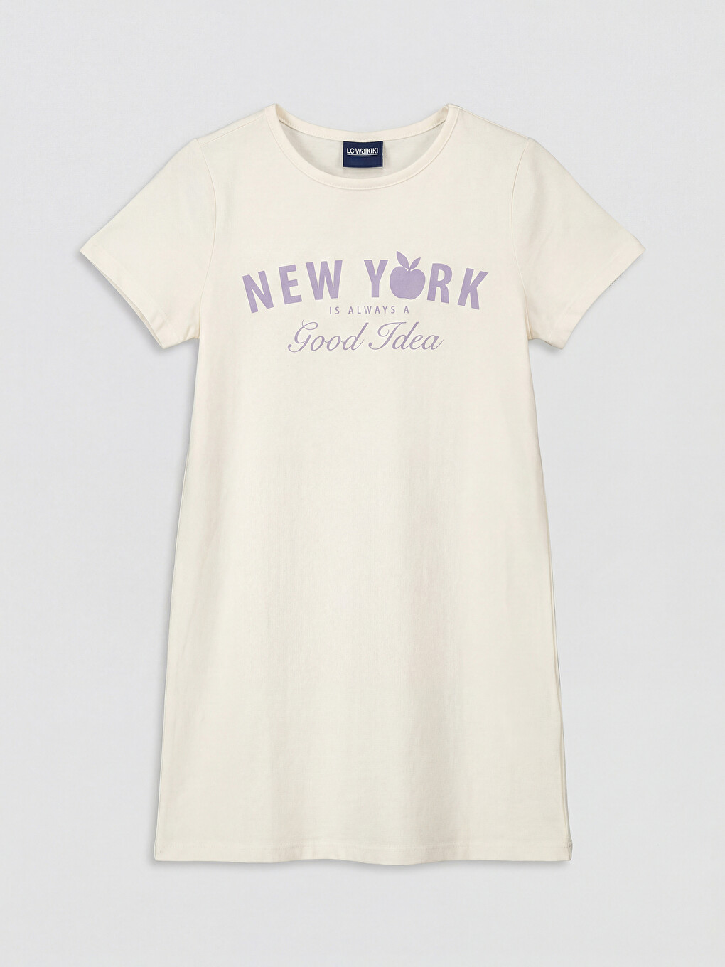 Crew Neck New York Printed Girls' Dress