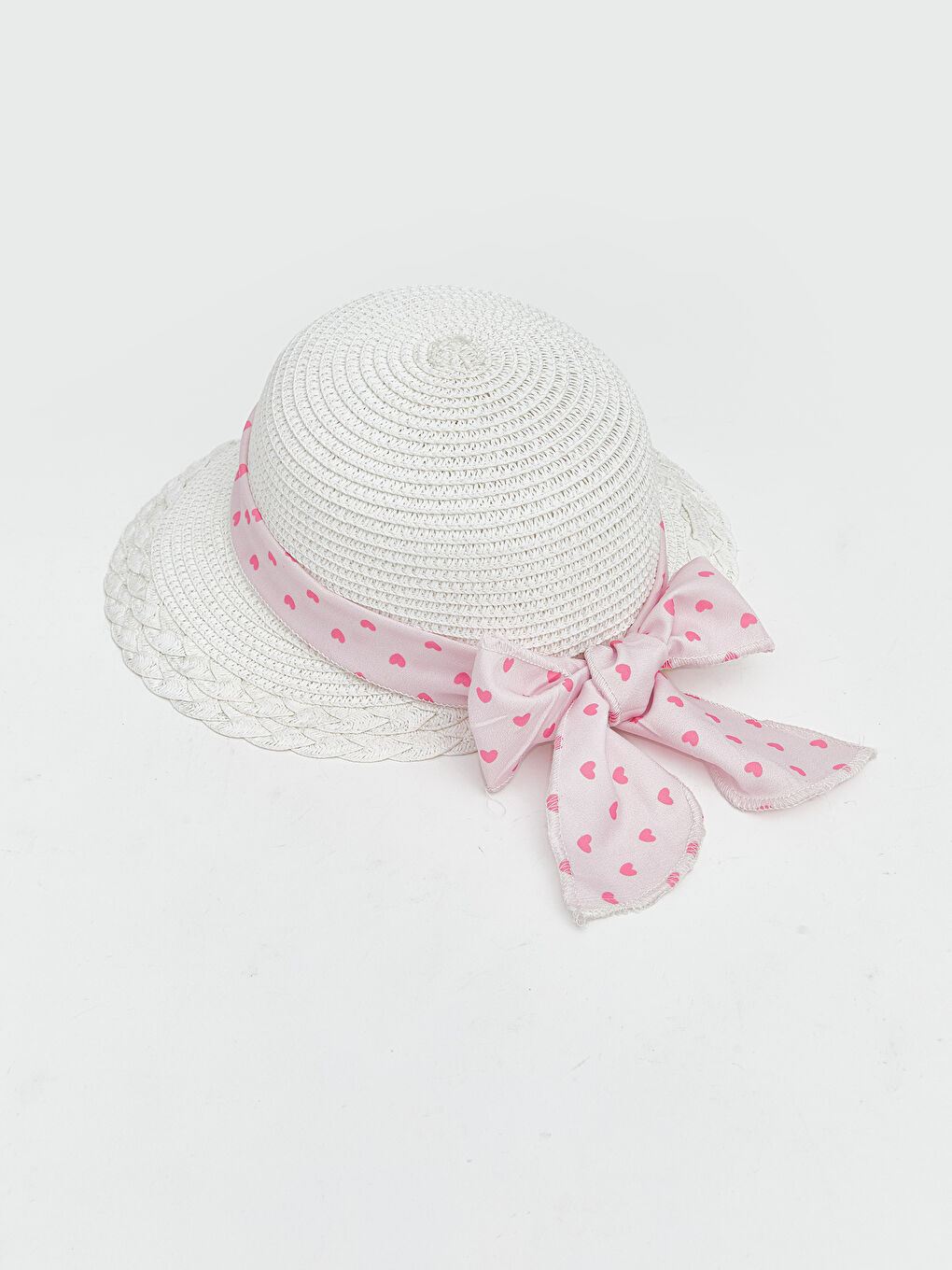 Beyaz Fiyonk Detaylı Kız Bebek Fötr Şapka-1