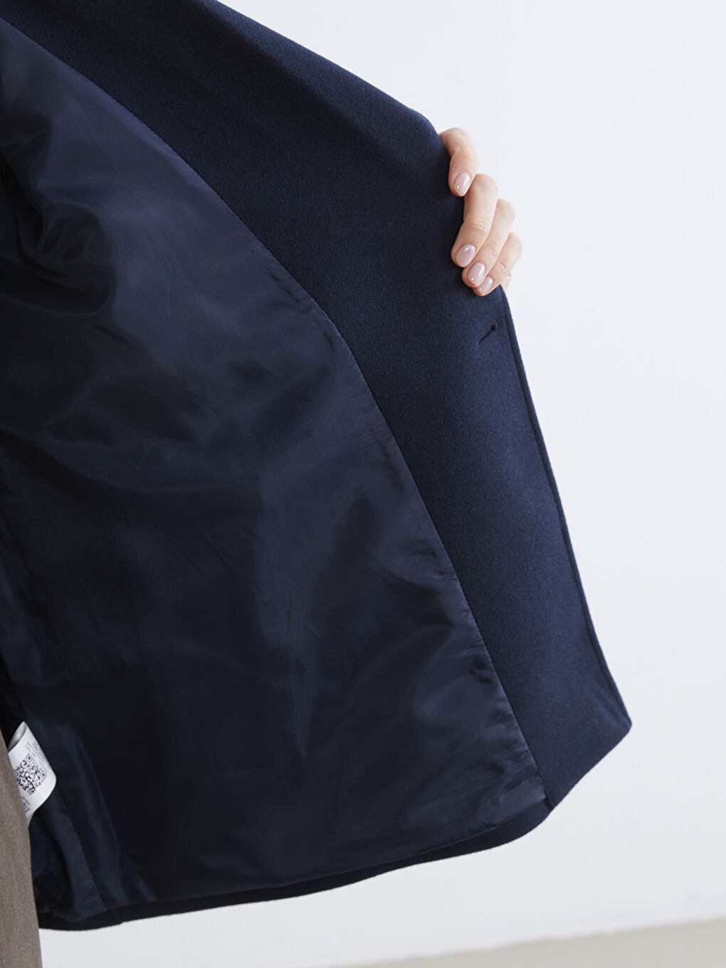 معطف صوف مخلوط كحلي امرأة-3