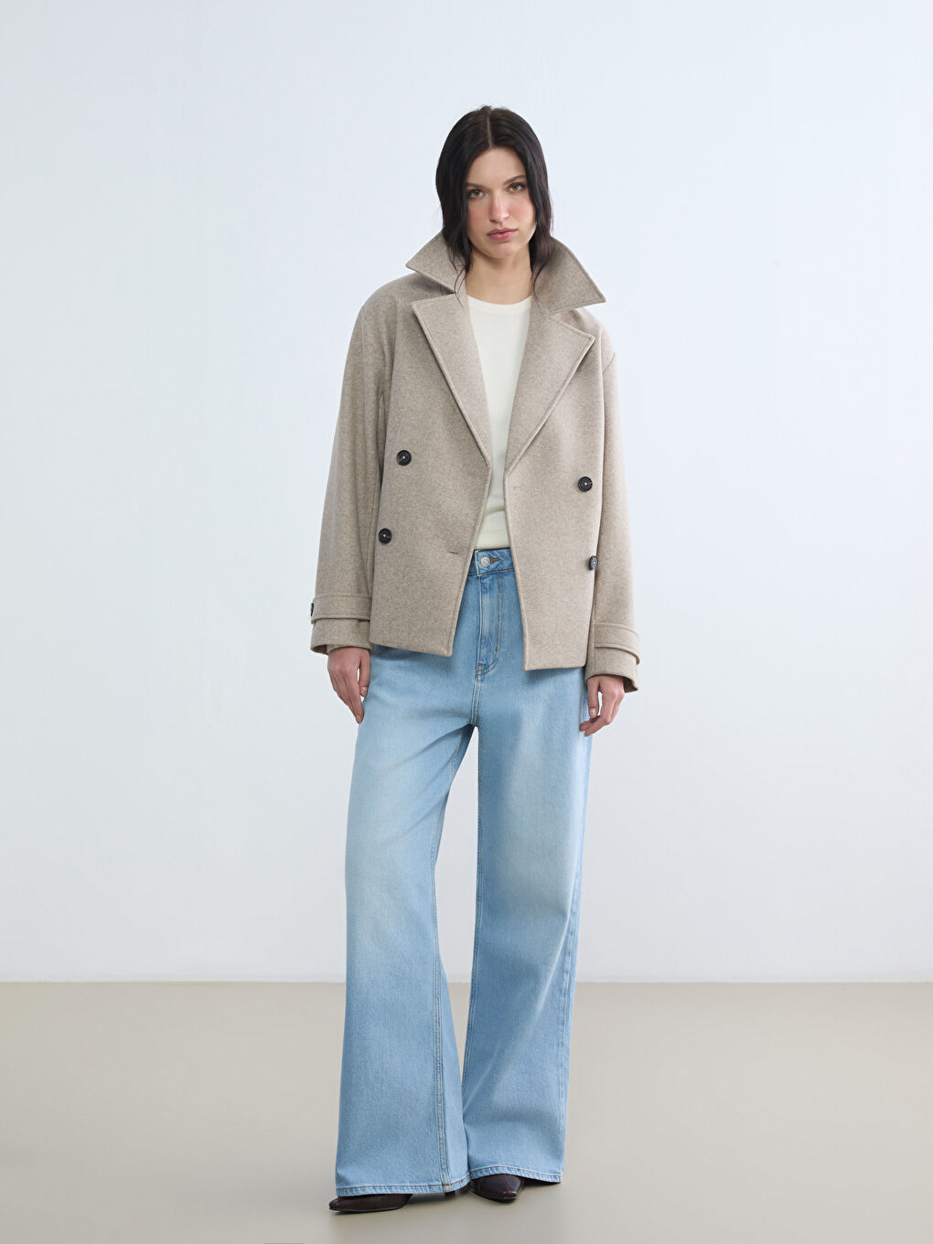 Women's Double-Breasted Wool Coat-1