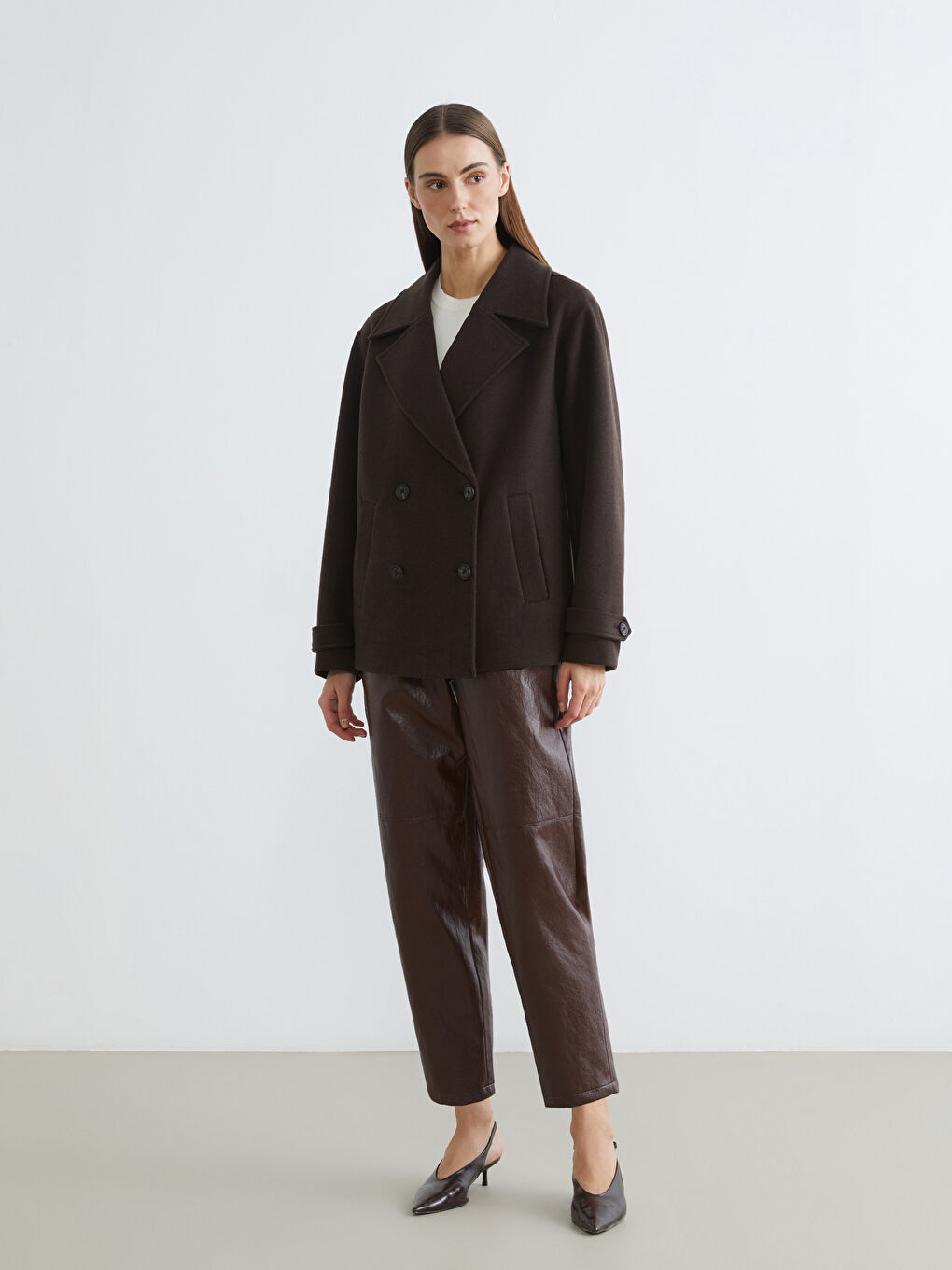 Women's Double-Breasted Wool Coat-1