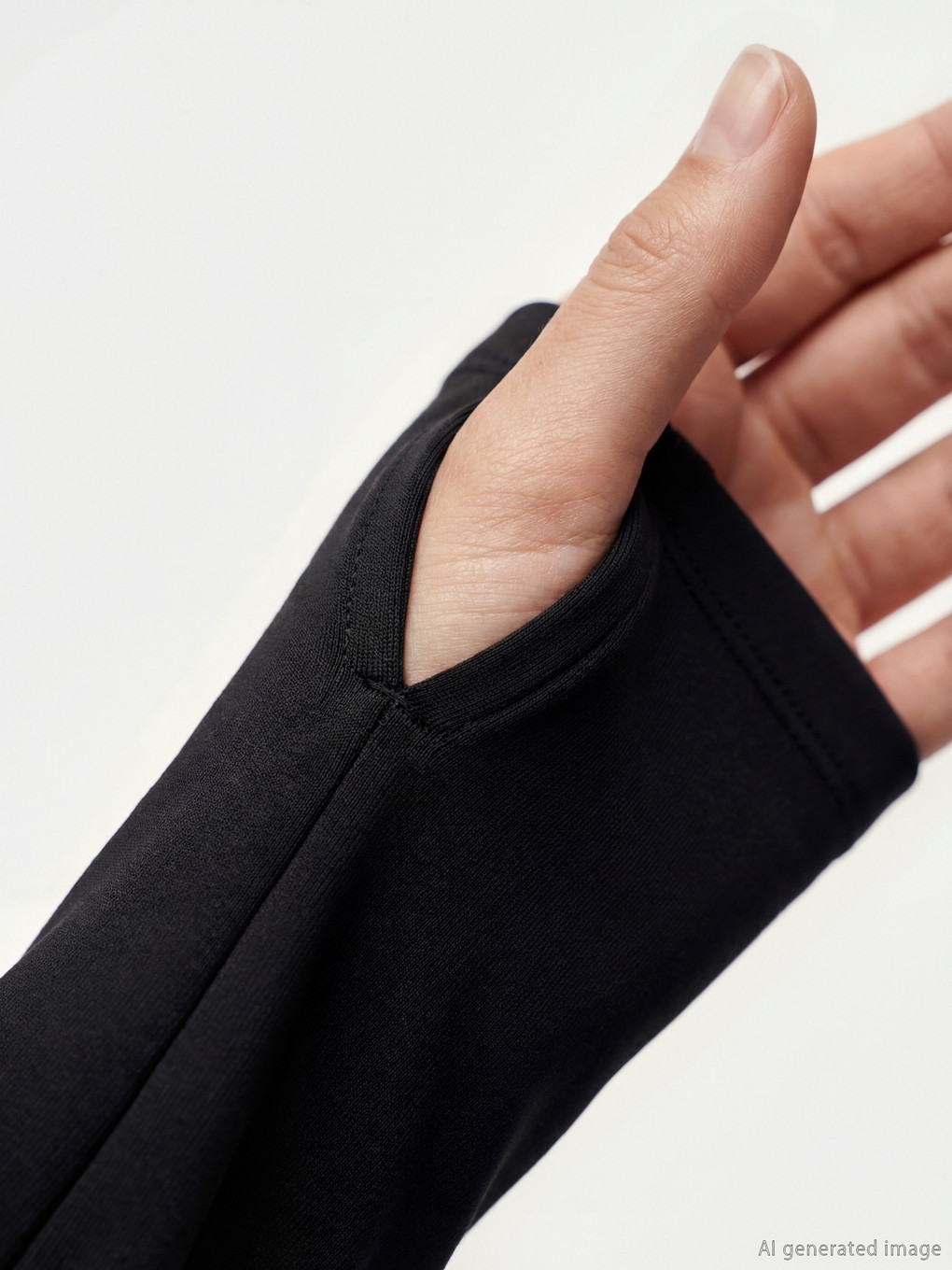Siyah Dik Yaka Parmak Geçmeli Kadın Fermuarlı Sweatshirt-2