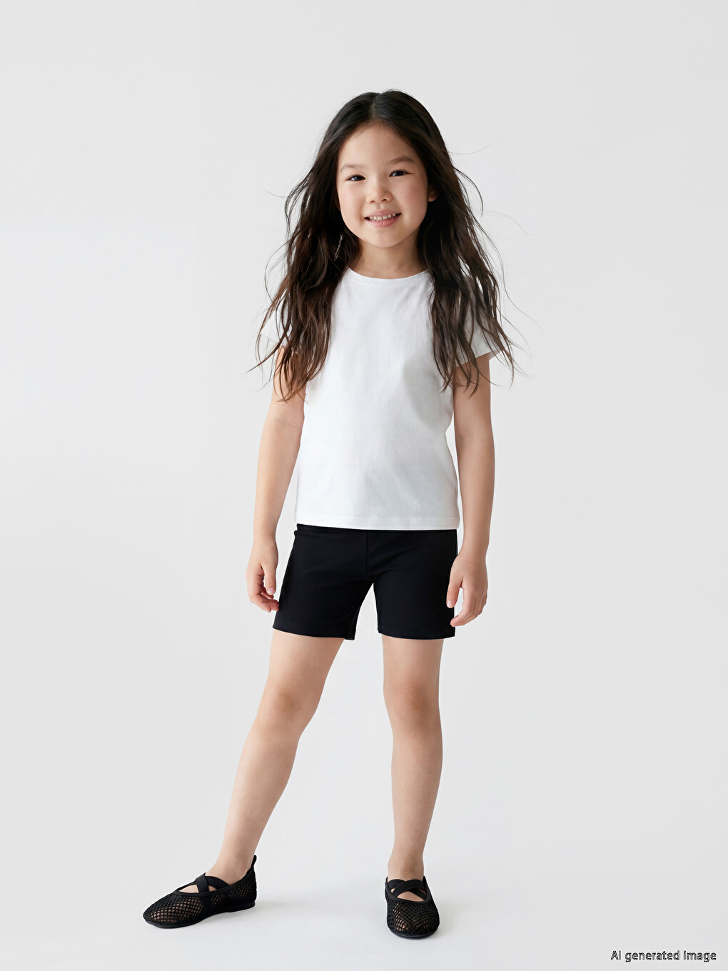Elastischer Bund Mädchen Kurz Leggings 2er-Pack-3