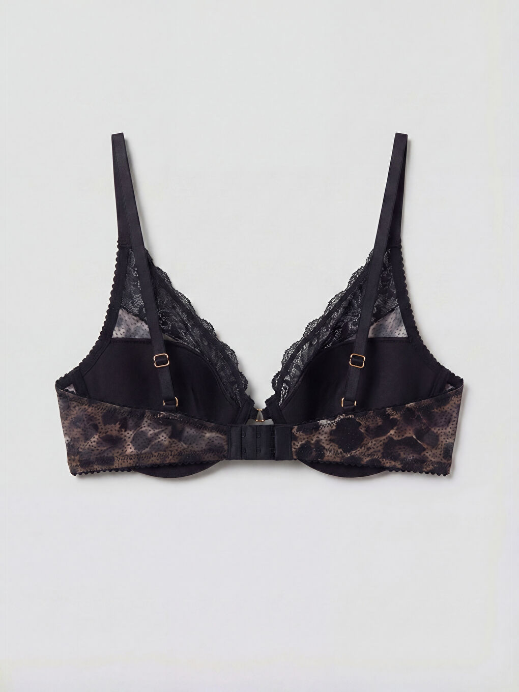 Kahverengi Balenli Dolgusuz Leopar Desenli Fantezi Tişört Sütyen-1