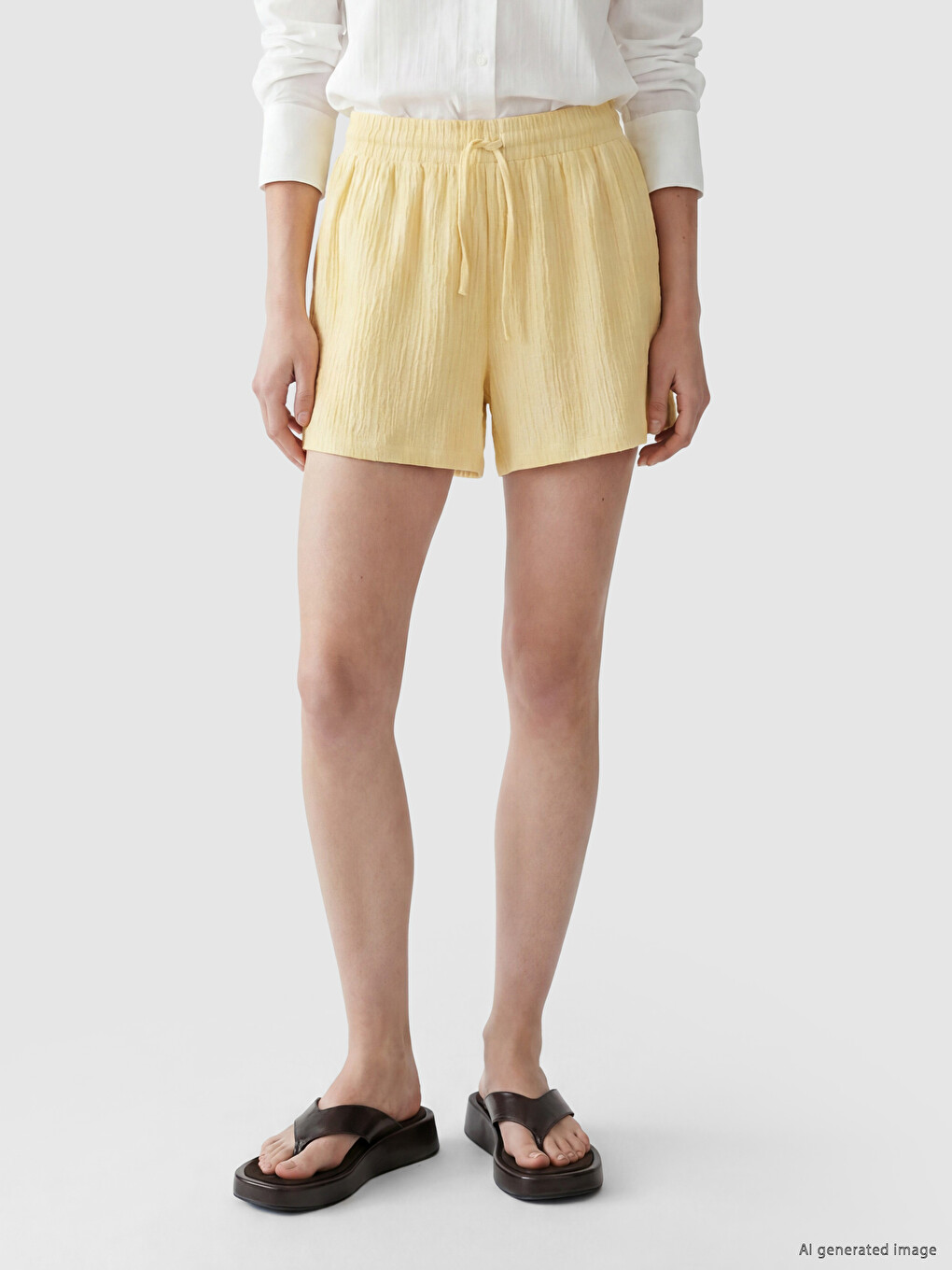 Shorts texturés à taille élastiquée pour femme-1