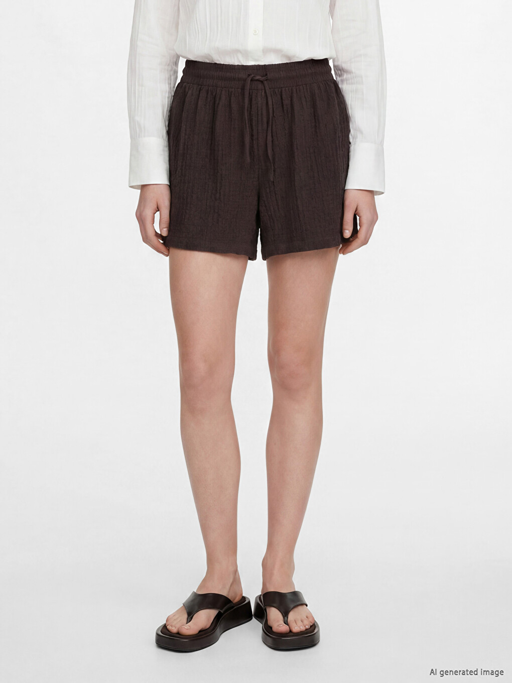 Elastic Waist Textured Women's Shorts-1