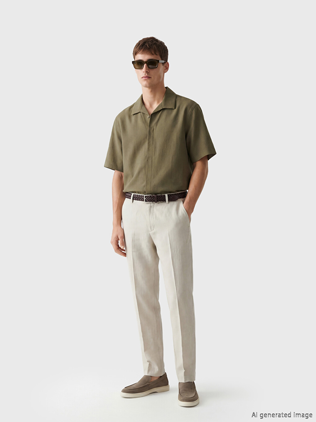 Kahverengi Loose Fit Erkek Gömlek-1