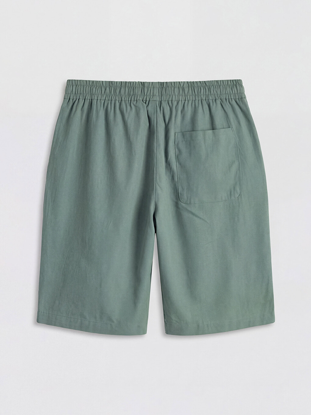 Yeşil Regular Fit Keten Görünümlü Erkek Şort-3