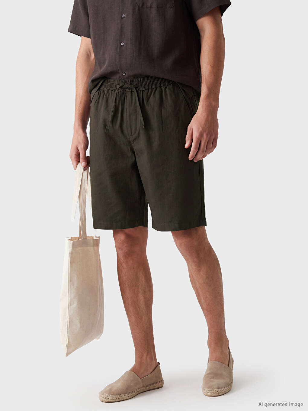 Regular Fit Linen Look Men's Shorts-1