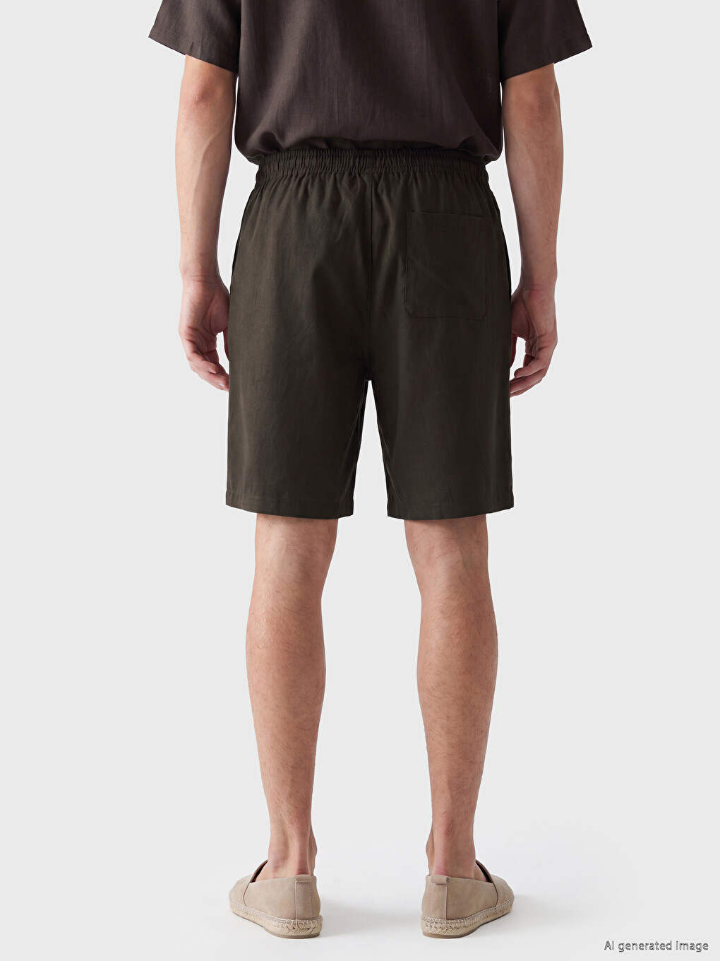 Regular Fit Linen Look Men's Shorts-4