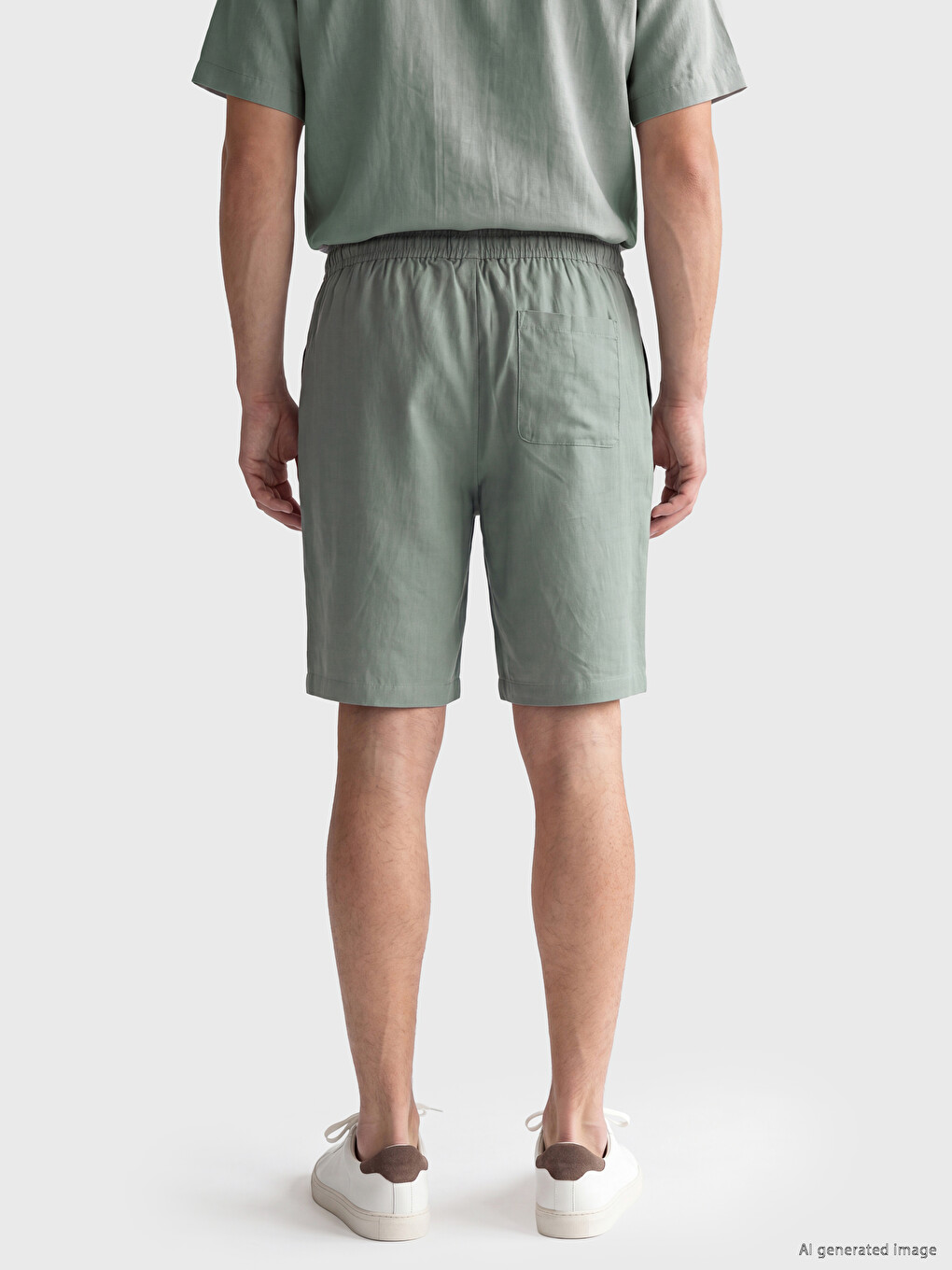Regular Fit Linen Look Men's Shorts-4
