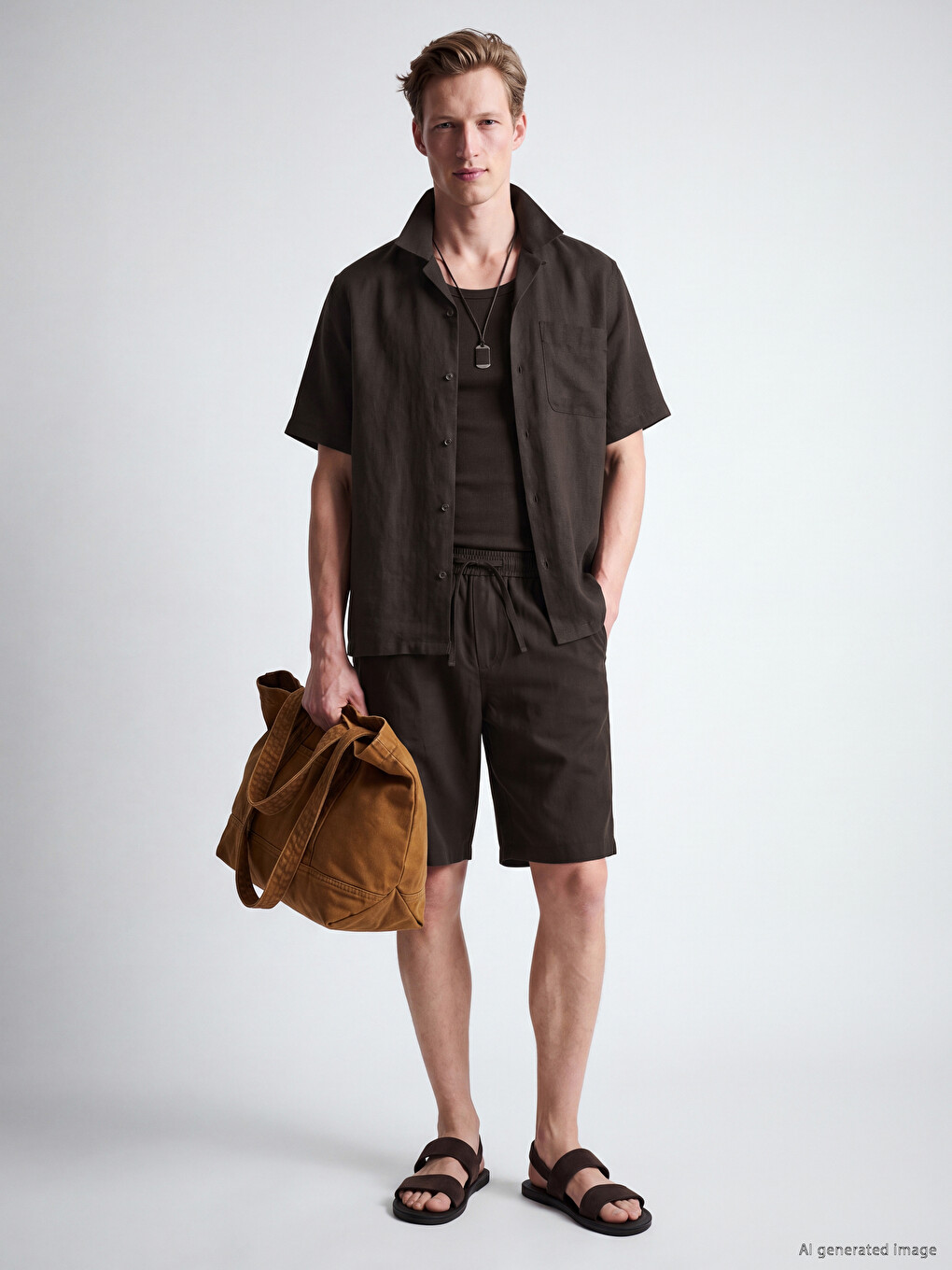 Regular Fit Linen Look Men's Shorts