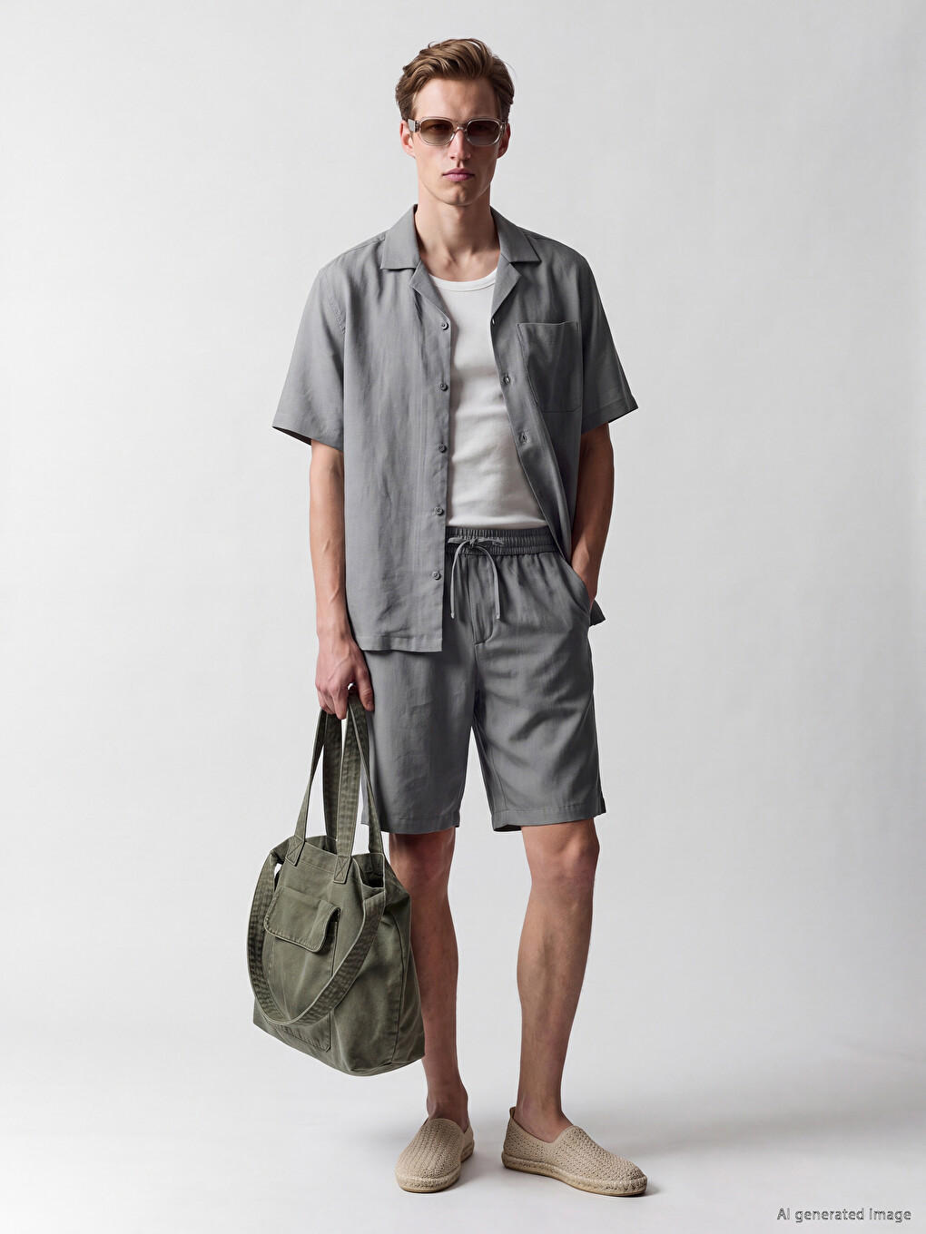 Regular Fit Linen Look Men's Shorts