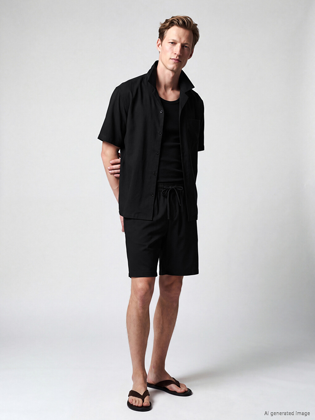 Regulär Leinen-optik Herren-shorts