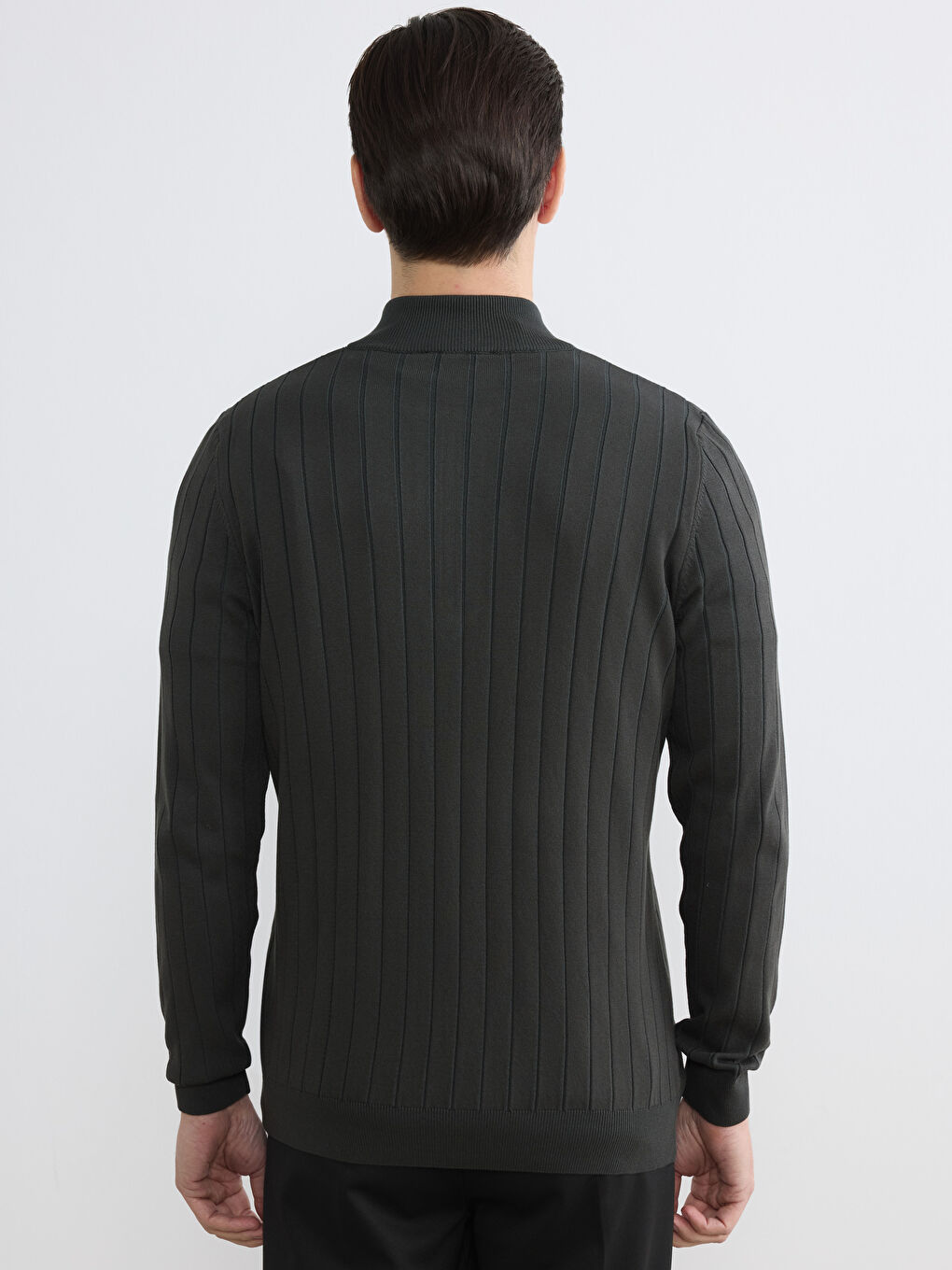 Antrasit Dik Yaka Triko Erkek Kazak-3