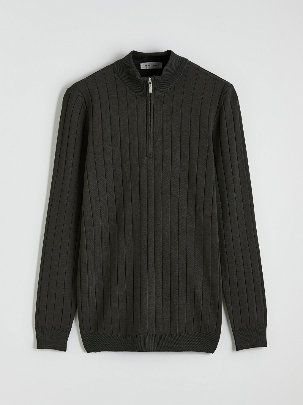 Antrasit Dik Yaka Triko Erkek Kazak-4