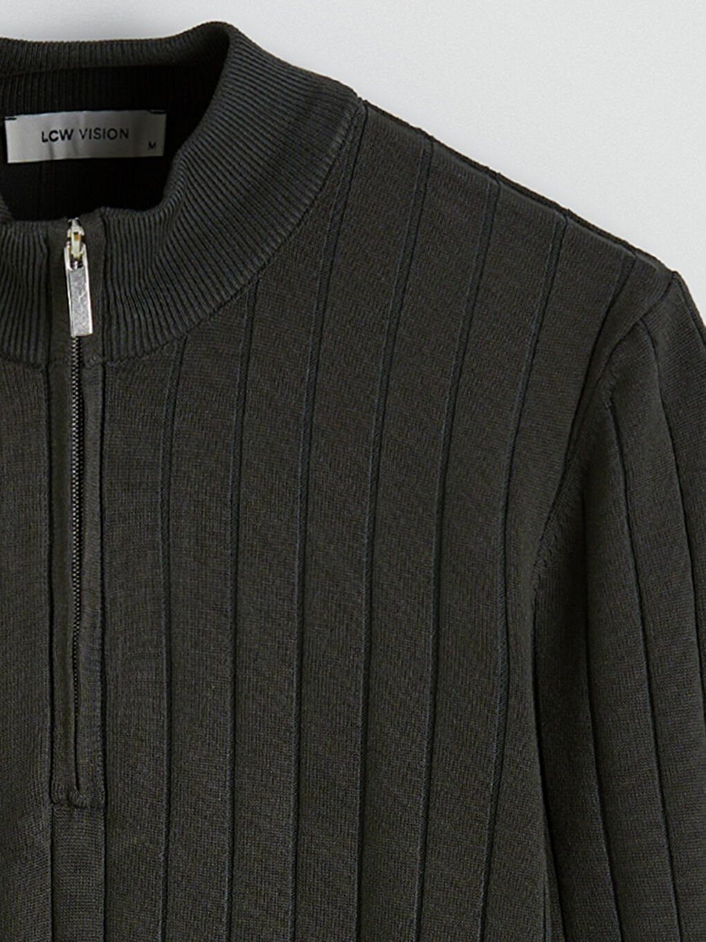 Antrasit Dik Yaka Triko Erkek Kazak-5