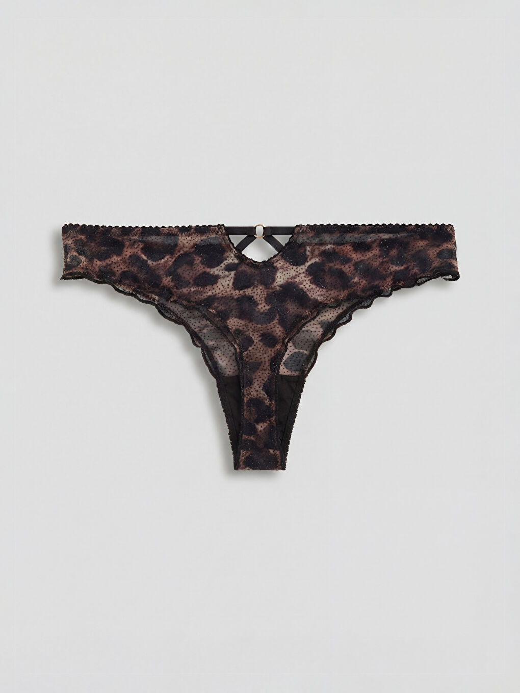 Kahverengi Leopar Desenli Fantezi Tanga Külot-1